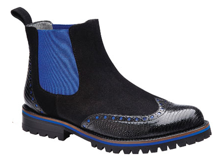 Belvedere Marte Lizard & Suede Wingtip Boots Black / Navy