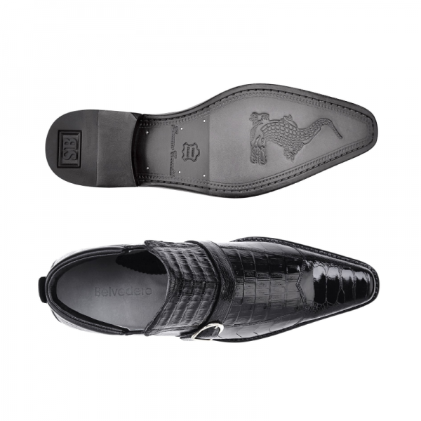 Belvedere Matteo Ostrich & Crocodile Boots Black