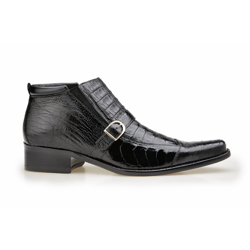 Belvedere Matteo Ostrich & Crocodile Boots Black
