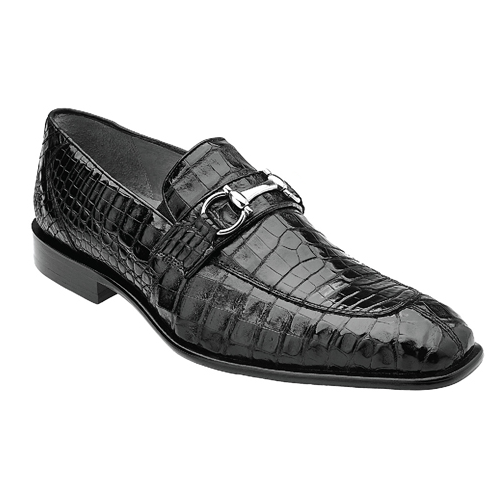 Belvedere Mercuri Crocodile Bit Loafers Black
