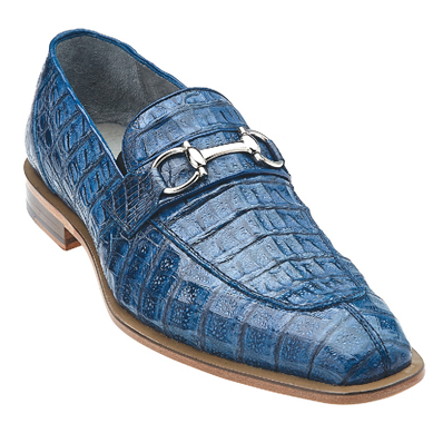 Belvedere Mercuri Crocodile Bit Loafers Blue Jean