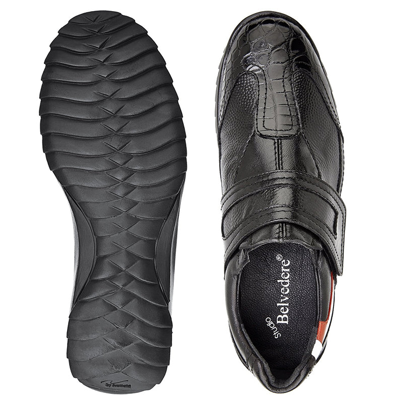 Belvedere Mikele Crocodile & Calf Sneakers Black