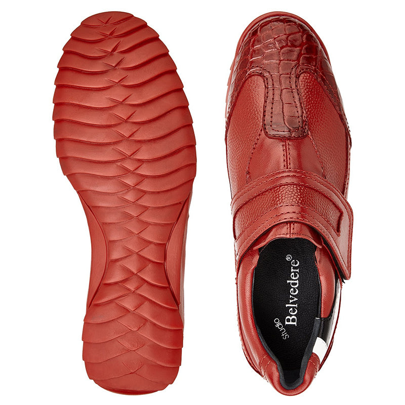 Belvedere Mikele Crocodile & Calf Sneakers Red