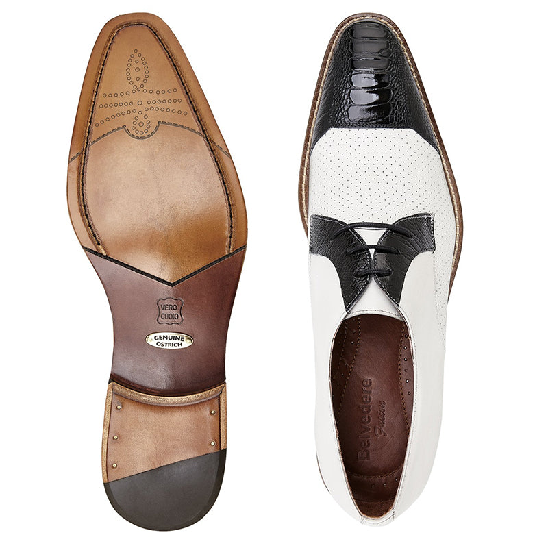 Belvedere Monaco Ostrich & Calf Spectators Black / White