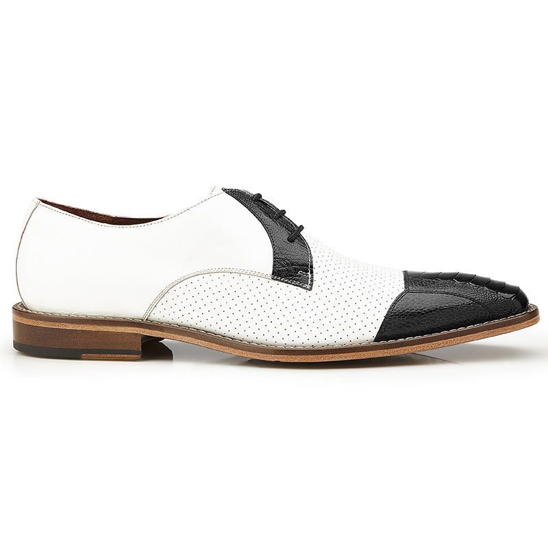 Belvedere Monaco Ostrich & Calf Spectators Black / White