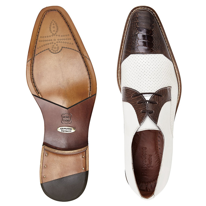 Belvedere Monaco Ostrich & Calf Spectators Brown / White