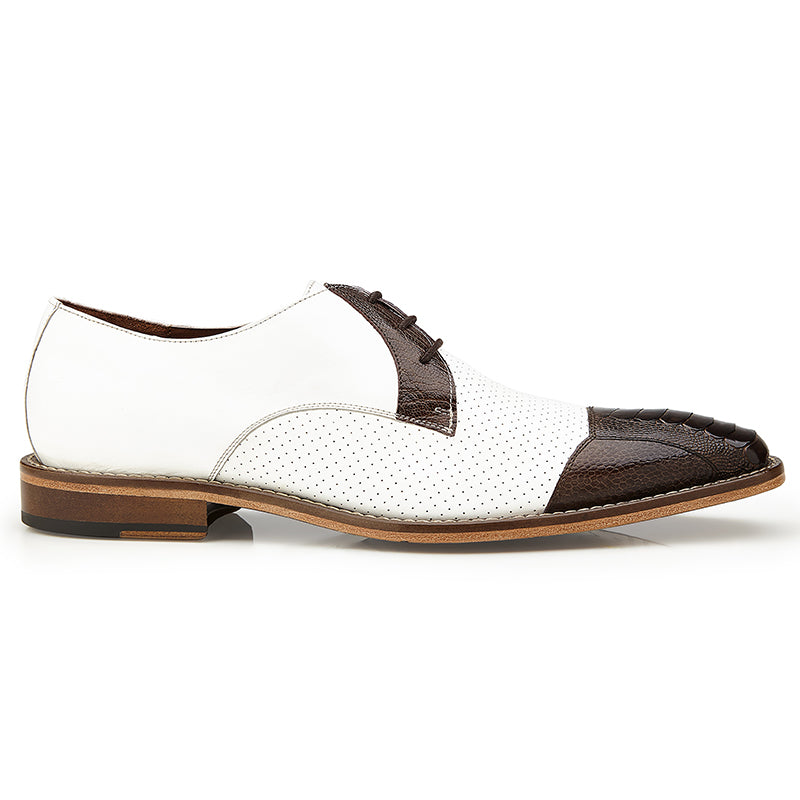 Belvedere Monaco Ostrich & Calf Spectators Brown / White