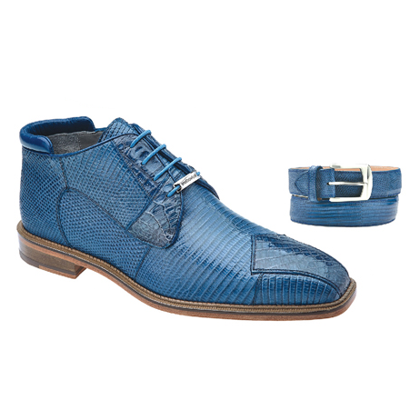 Belvedere Napoli Crocodile & Lizard Boots Blue Jean