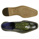 Belvedere Napoli Ostrich Quill / Calfskin Shoes Antique Emerald