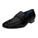 Belvedere Natale Caiman & Ostrich Loafers Black