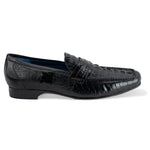 Belvedere Natale Caiman & Ostrich Loafers Black