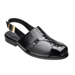 Belvedere Nato Crocodile & Calfskin Sandals Black