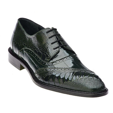 Belvedere Nino Eel & Ostrich Shoes Dark Forest
