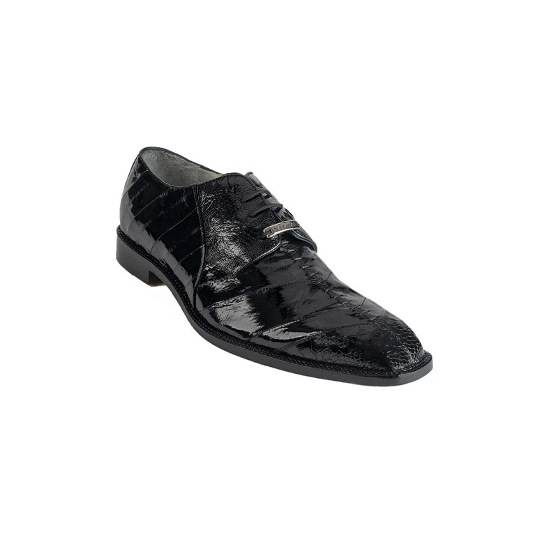 Belvedere Nome Eel & Ostrich Shoes Black
