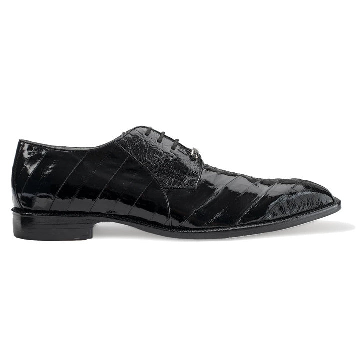 Belvedere Nome Eel & Ostrich Shoes Black