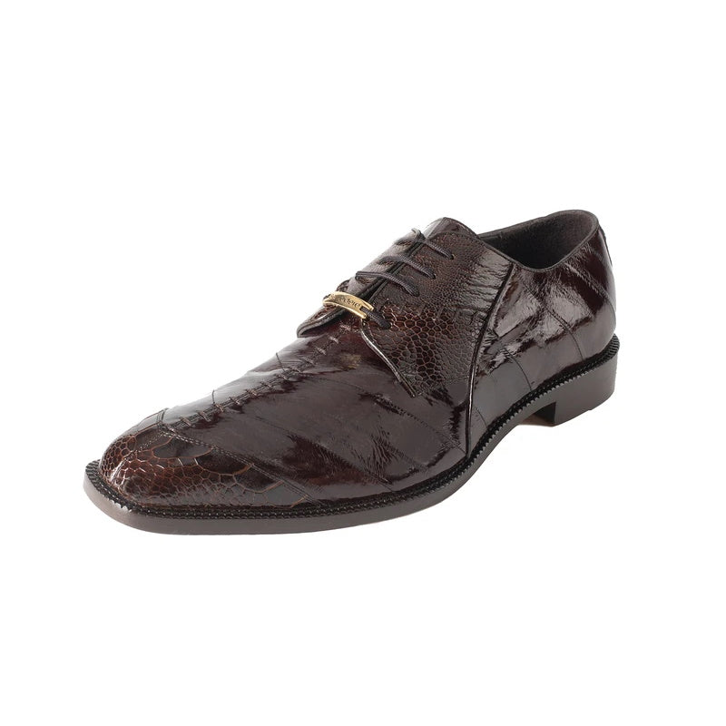 Belvedere Nome Eel & Ostrich Shoes Chocolate