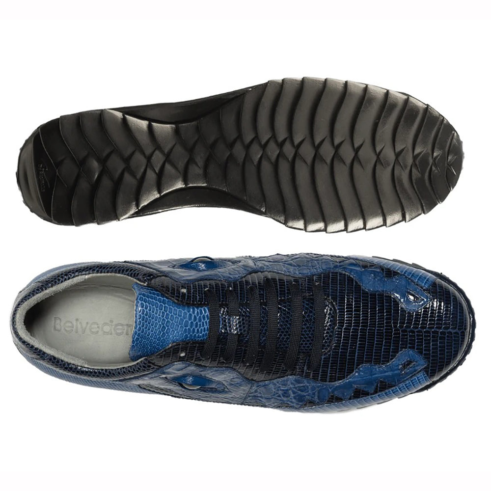 Belvedere Olaf Caiman Crocodile and Lizard Sneakers Navy / Blue Jean
