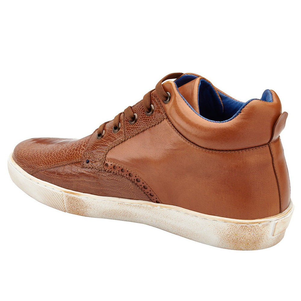 Belvedere Omar Genuine Ostrich Leg / Calfskin Sneakers Antique Walnut
