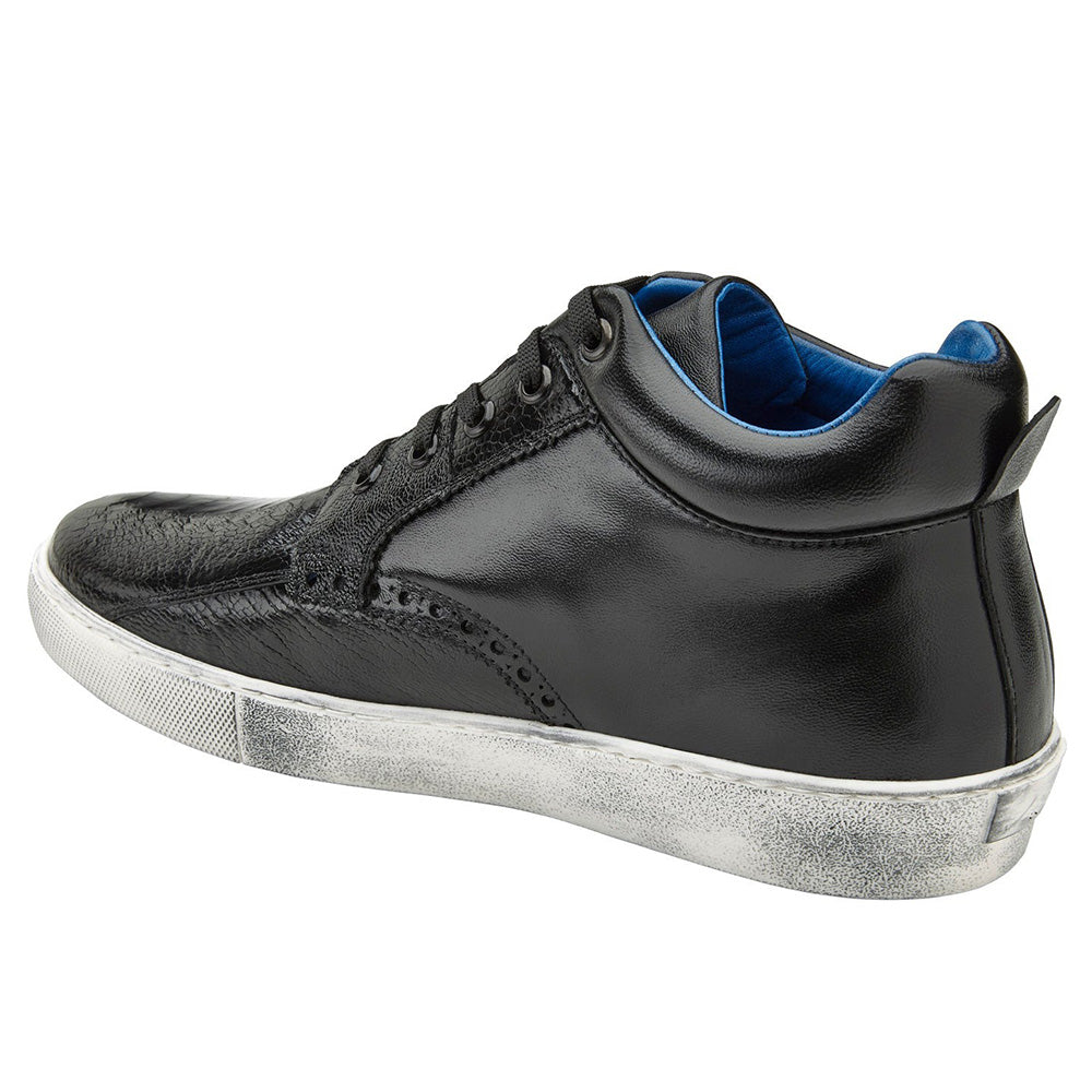 Belvedere Omar Genuine Ostrich Leg / Calfskin Sneakers Black