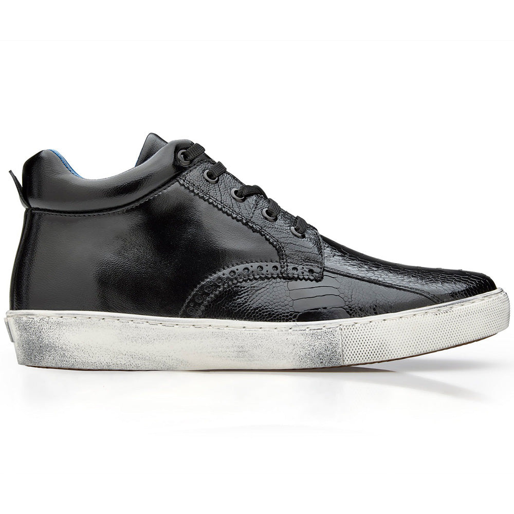 Belvedere Omar Genuine Ostrich Leg / Calfskin Sneakers Black