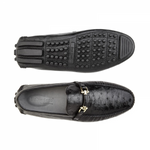Belvedere Omar Ostrich Quill Bit Loafers Black
