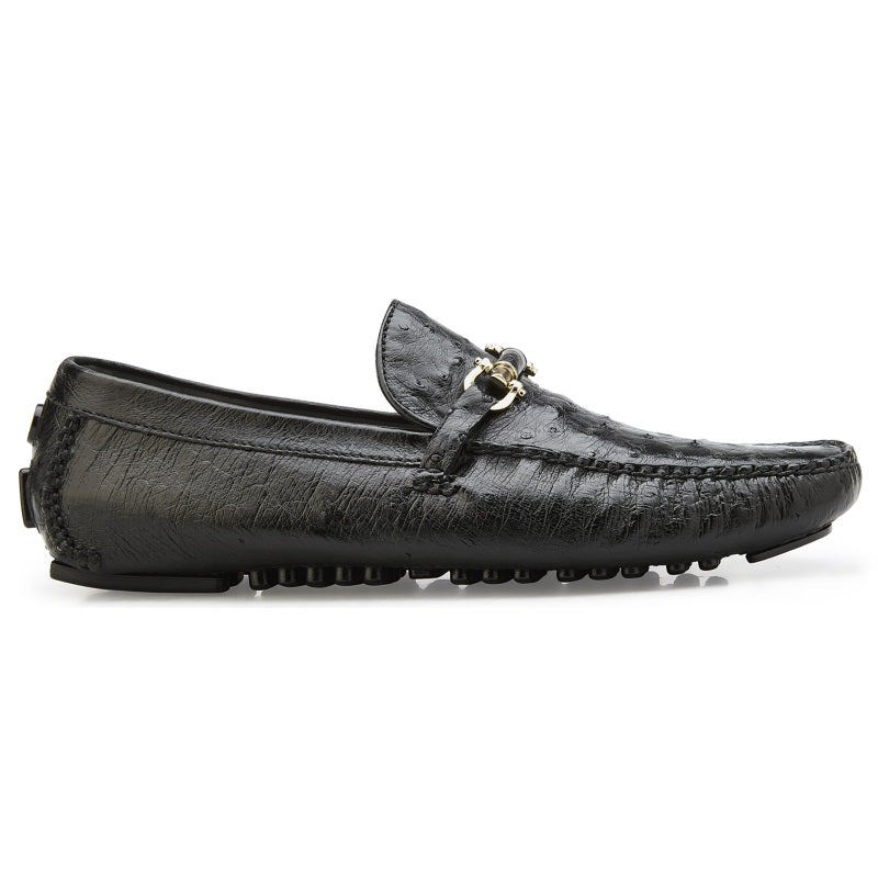 Belvedere Omar Ostrich Quill Bit Loafers Black