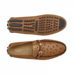 Belvedere Omar Ostrich Quill Bit Loafers Brandy