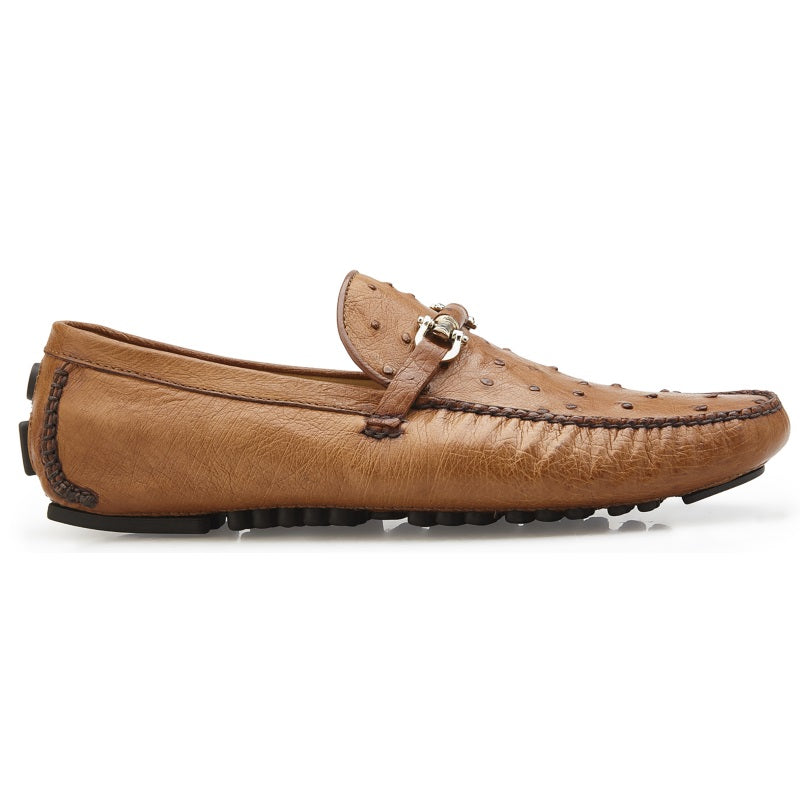 Belvedere Omar Ostrich Quill Bit Loafers Brandy
