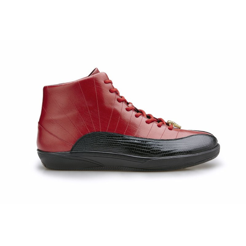 Belvedere Oratio Lizard & Calfskin Sneakers Black / Red