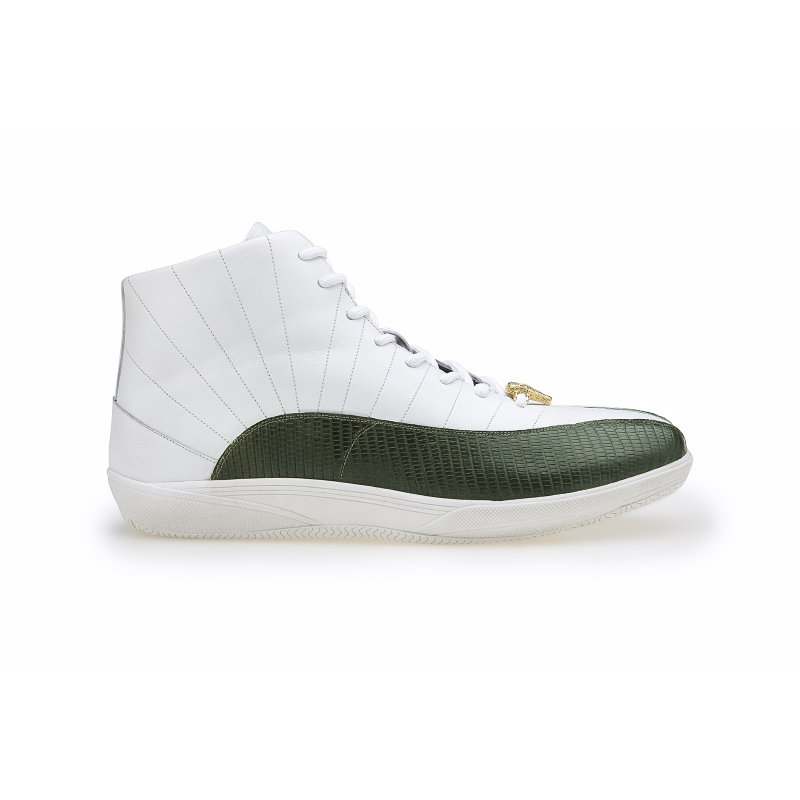 Belvedere Oratio Lizard & Calfskin Sneakers Olive / White