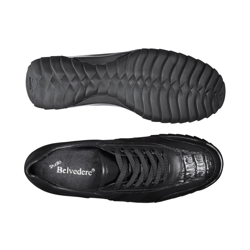 Belvedere Orfeo Caiman & Calf Sneakers Black