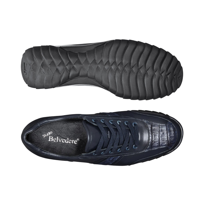 Belvedere Orfeo Caiman & Calf Sneakers Navy