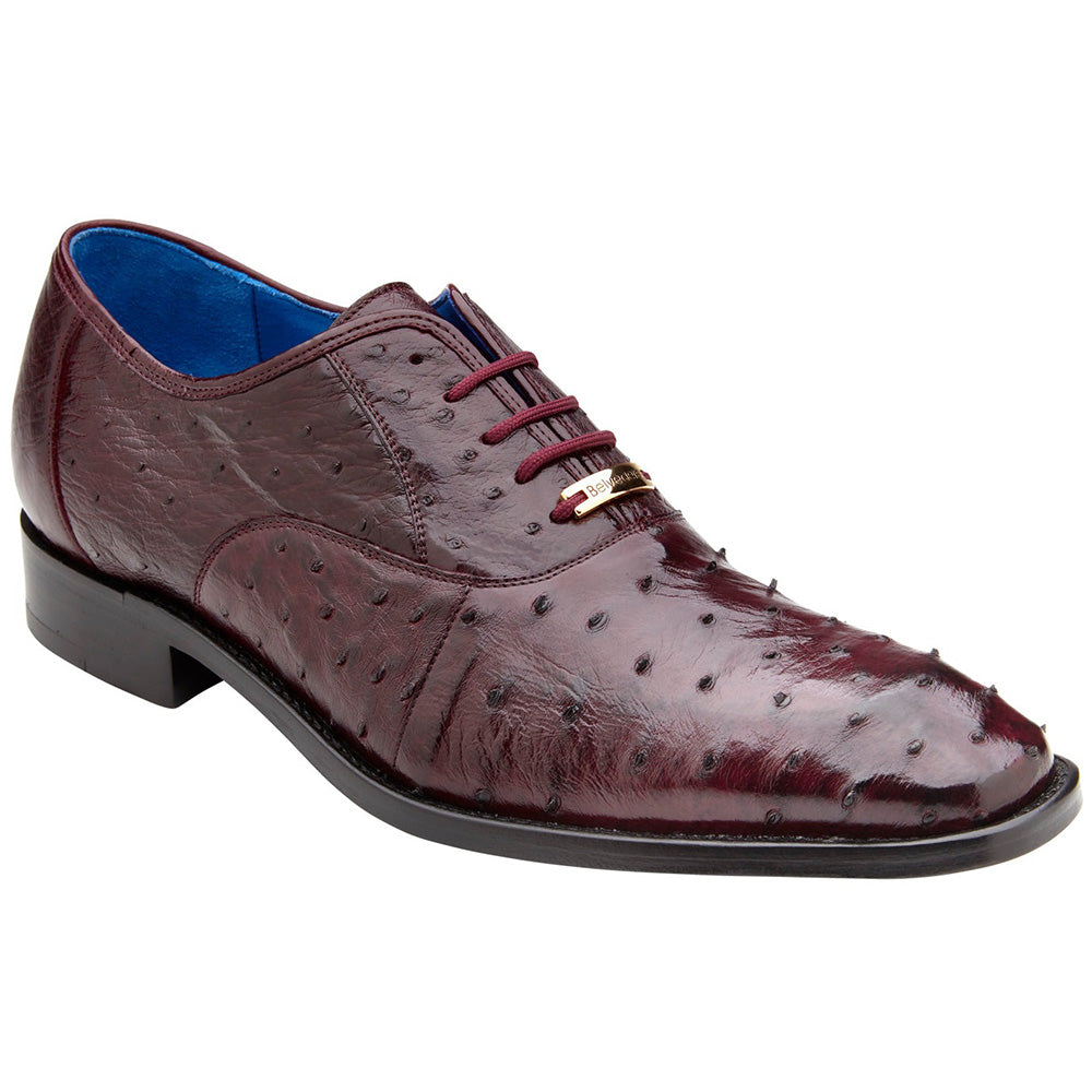 Belvedere Orlando Genuine Ostrich Quill Shoes Antique Dark Burgundy V1 (D01)