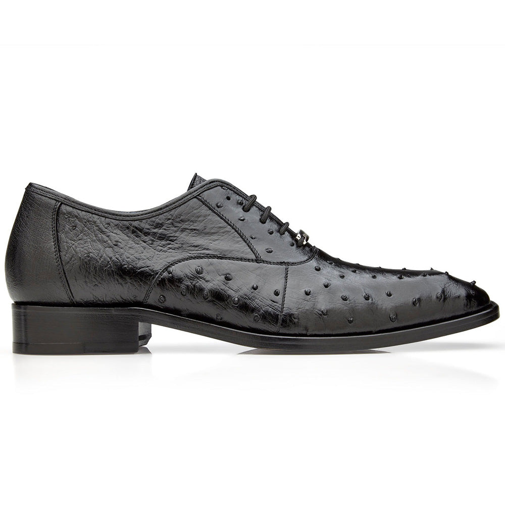 Belvedere Orlando Genuine Ostrich Quill Shoes Black V1
