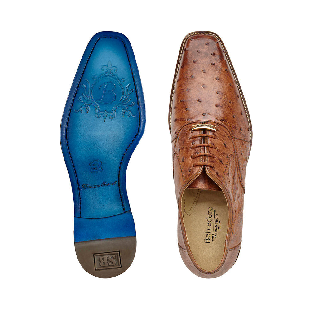 Belvedere Orlando Genuine Ostrich Shoes Antique Peanut