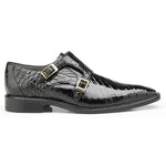 Belvedere Oscar Alligator Double Monk Strap Shoes Black