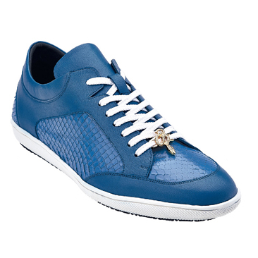 Belvedere Oscar Python & Calfskin Sneakers Royal Blue