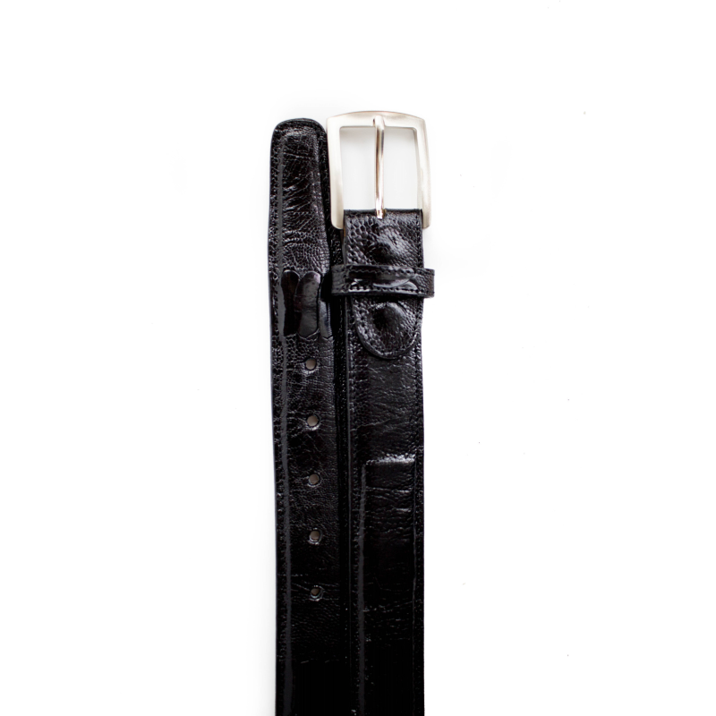 Belvedere Ostrich Leg Belt Black