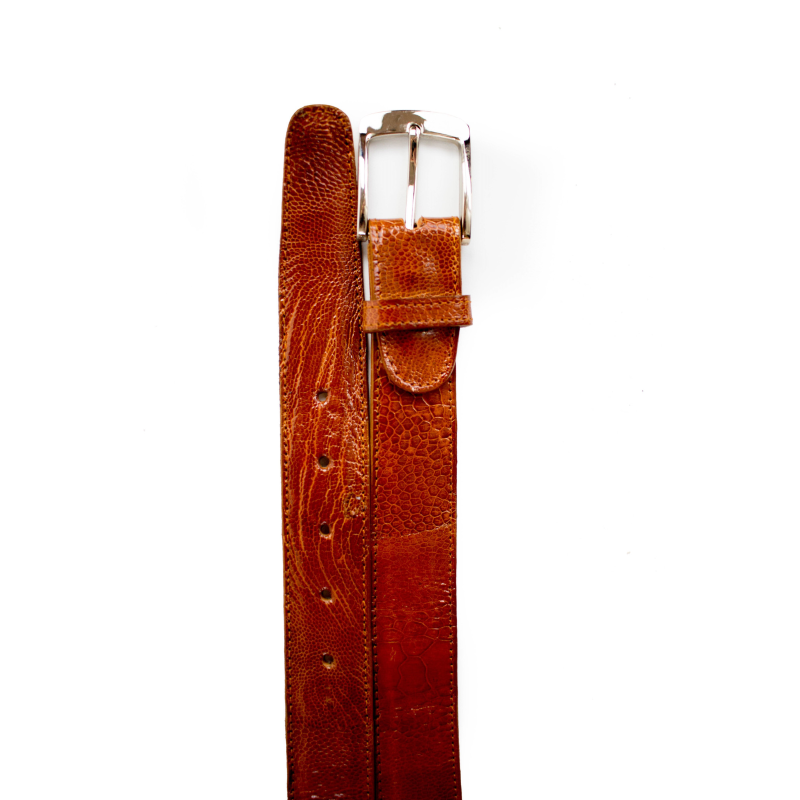 Belvedere Ostrich Leg Belt Burned Amber