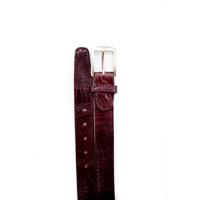 Belvedere Ostrich Leg Belt Burgundy