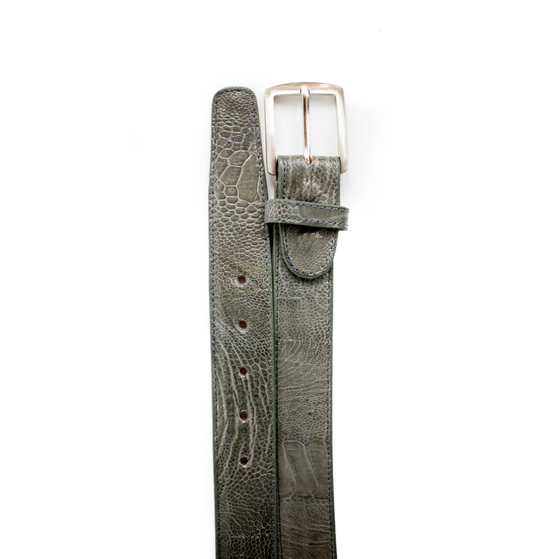 Belvedere Ostrich Leg Belt Gray