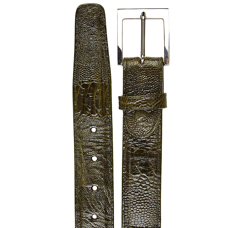 Belvedere Ostrich Leg Belt Olive