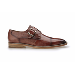 Belvedere Otto Lizard Monk Strap Shoes Antique Peanut