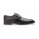 Belvedere Otto Lizard Monk Strap Shoes Black