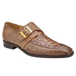 Belvedere Pablo Genuine Caiman / Lizard Monkstrap Shoes Vintage Espresso