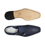 Belvedere Pablo Lizard & Ostrich Monk Strap Shoes Navy