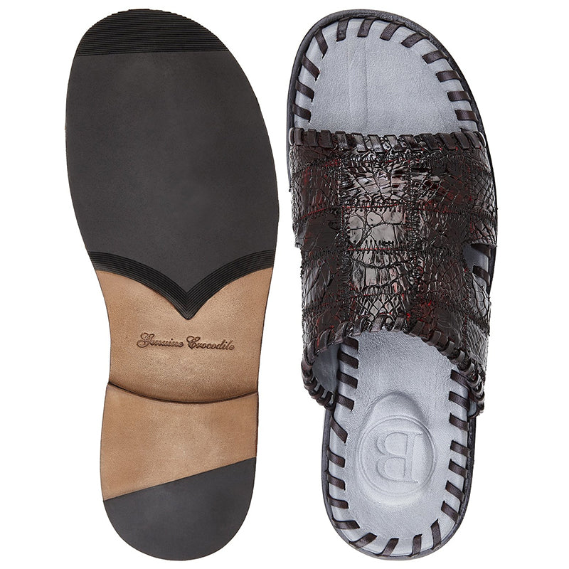 Belvedere Palma Crocodile Patchwork Sandal Black Cherry