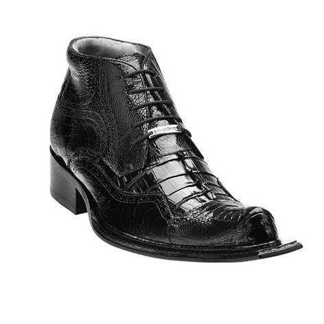 Belvedere Palma Hornback & Ostrich Boots Black