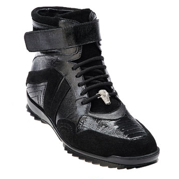 Belvedere Parigi Ostrich/Calf/Suede Sneakers Black