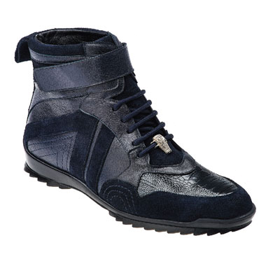 Belvedere Parigi Ostrich/Calf/Suede Sneakers Navy